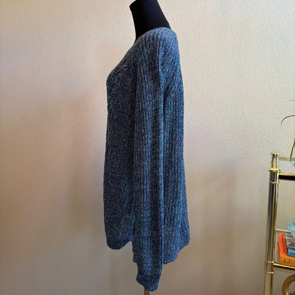 Faded Glory Womens SZ XXL (20) Cable Knit Sweater Antique Teal Blue Cotton Blend